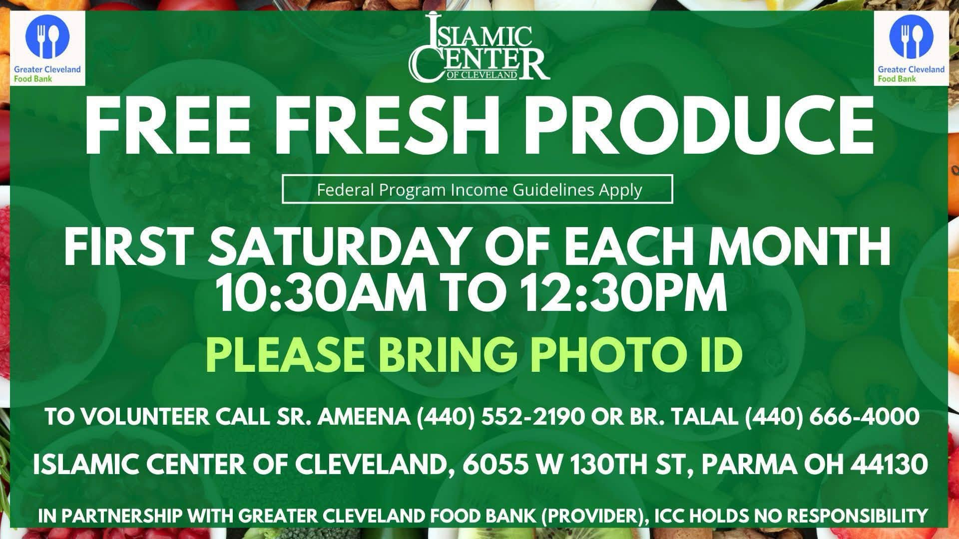Free Fresh Produce – First Saturday of each month
